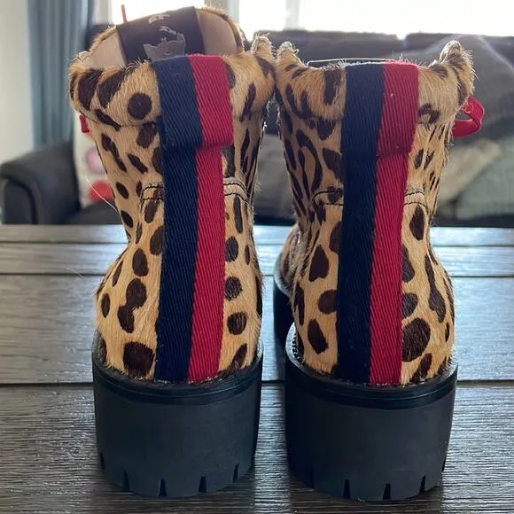 Steve Madden Bam Leopard Cow Hair Hiking Boot Size 6