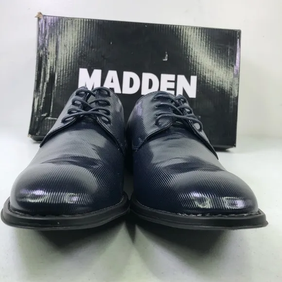 STEVE Madden Crakke Navy Patent Leather Shoes