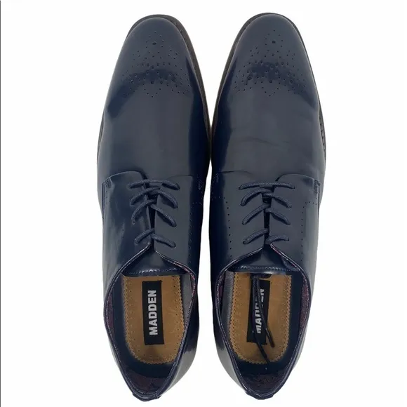 Steve Madden Cratik Leather Derby Navy Shoes