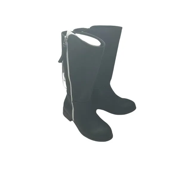 Steve Madden Girl's JLanee Black Leather Boots Full Zip Toddler Girls 11