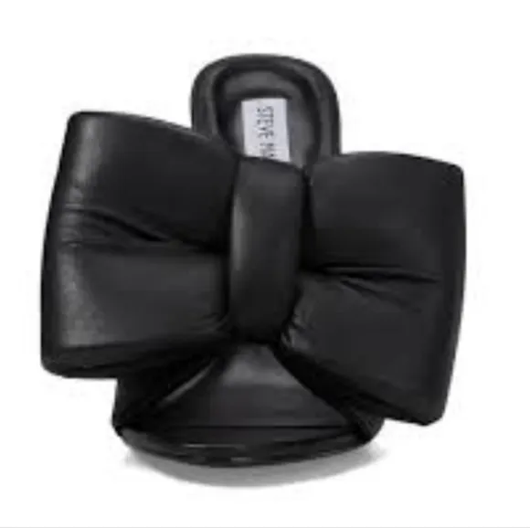 Steve Madden Indulge 100% Soft Leather Sandals Oversized Dramatic Bow! NEW SZ 7