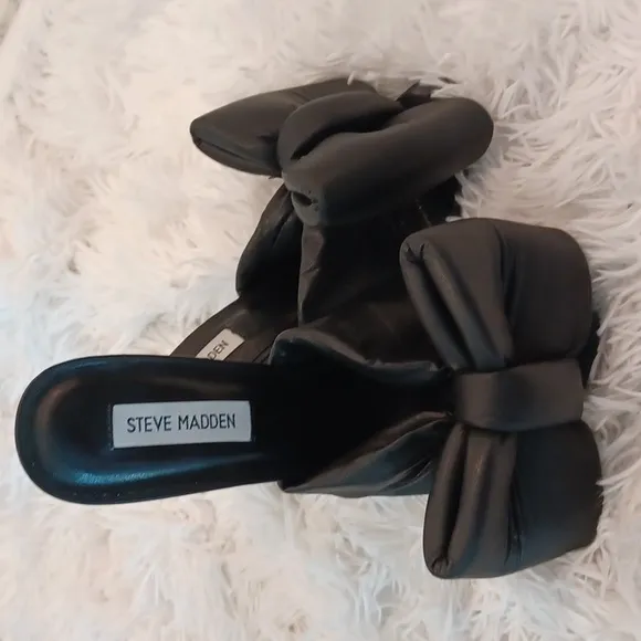 Steve Madden Indulge 100% Soft Leather Sandals Oversized Dramatic Bow! NEW SZ 7