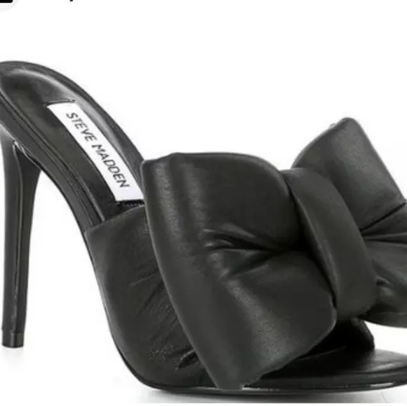 Steve Madden Indulge 100% Soft Leather Sandals Oversized Dramatic Bow! NEW SZ 7