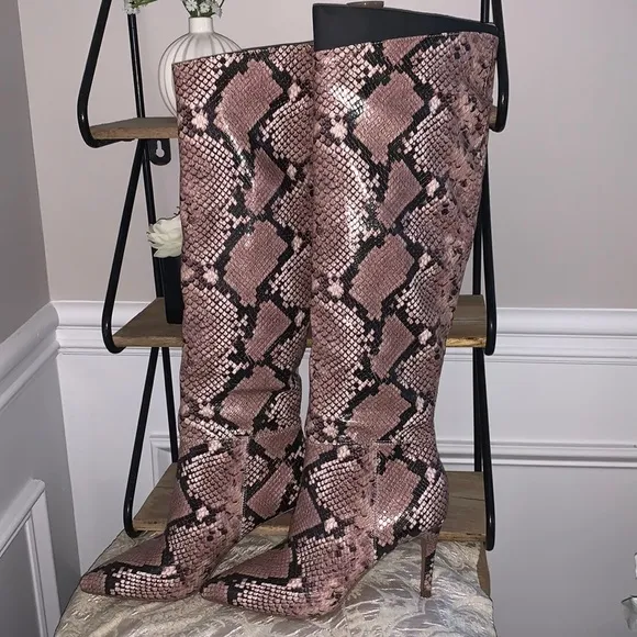 Steve Madden Kimari Pink Snake Boots