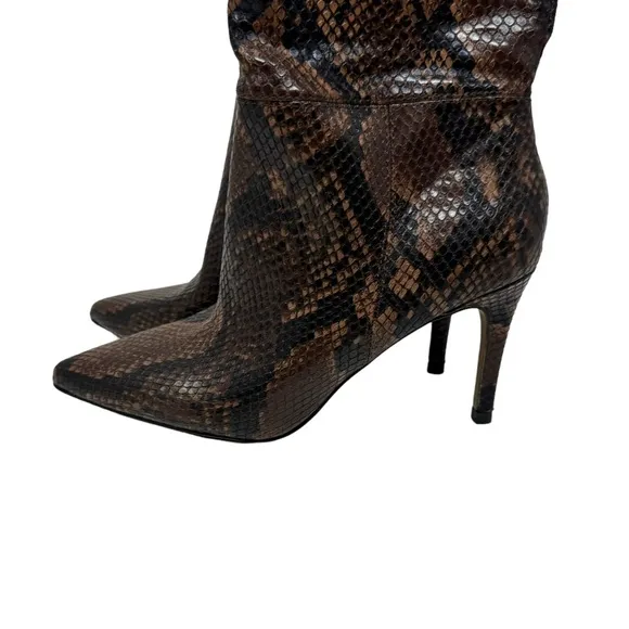 Steve Madden Kimari Snakeskin Heeled Knee Boots Brown Black Size 6