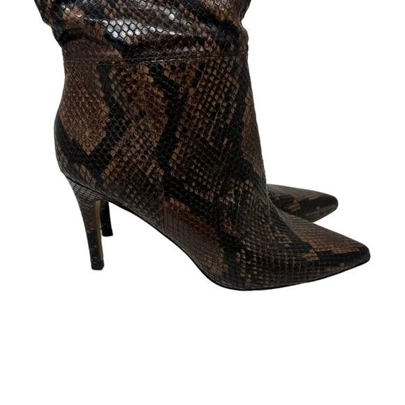 Steve Madden Kimari Snakeskin Heeled Knee Boots Brown Black Size 6
