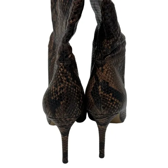 Steve Madden Kimari Snakeskin Heeled Knee Boots Brown Black Size 6