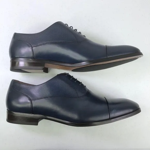 STEVE Madden Private Navy Leather Oxford Shoes