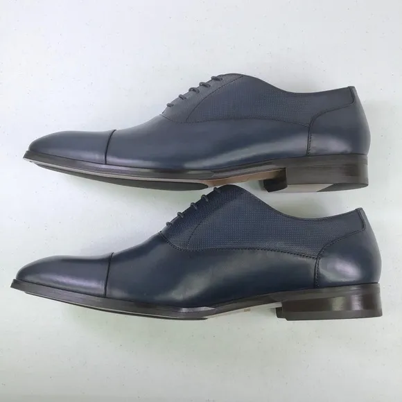 STEVE Madden Private Navy Leather Oxford Shoes