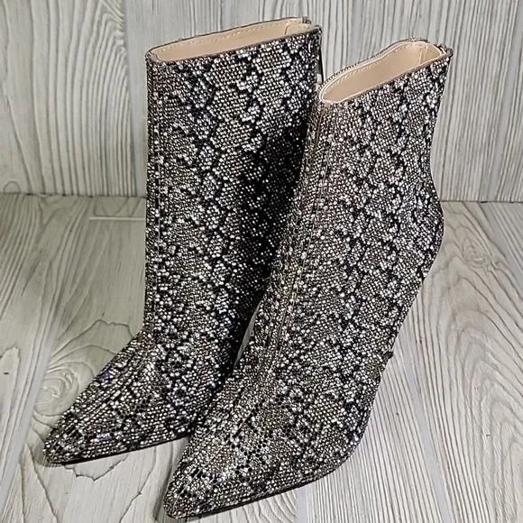 Steve Madden Robyn Snake Jeweled Ankle Boots Womens Size 5.5 NEW