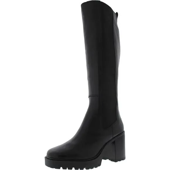 Steve Madden Women's Deegan Lug-Sole Knee-High Block-Heel Boots,  Black, 10M