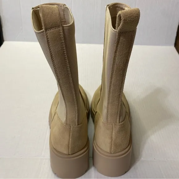 Steve Madden Womens Size 8 Chelsea Boots Beige Hesitant Round Toe Block Heel