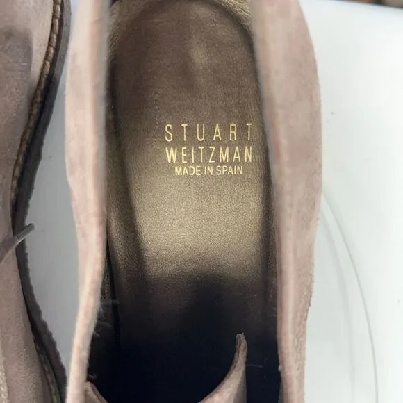 Stewart Weitzman Oxfords Women's Size 9 Taupe Brown Suede Lace Up Hidden Heel