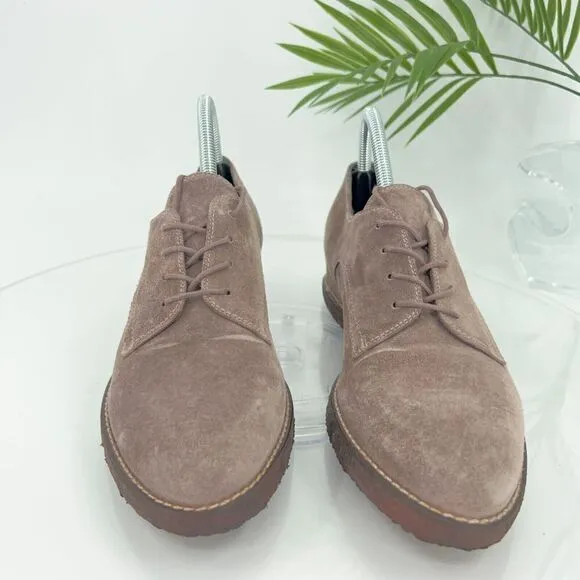 Stewart Weitzman Oxfords Women's Size 9 Taupe Brown Suede Lace Up Hidden Heel