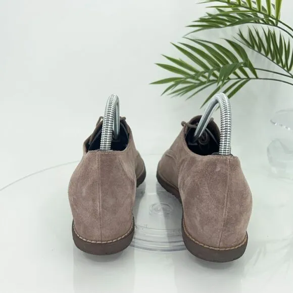Stewart Weitzman Oxfords Women's Size 9 Taupe Brown Suede Lace Up Hidden Heel