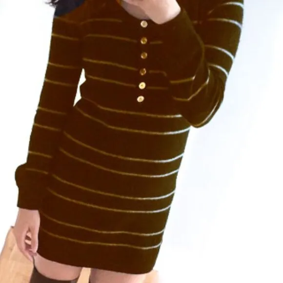 Striped cashmere and wool sweater dress Size Medium