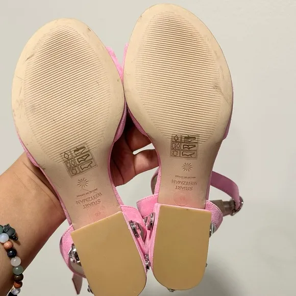 🌹STUART WEITZMAN 🌹 Allshine 75 Crystal-Embellished Suede Sandals Size: 6B