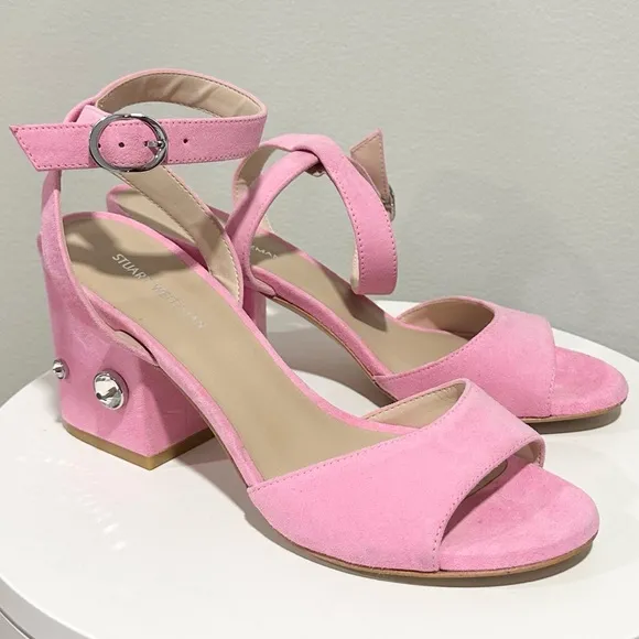 🌹STUART WEITZMAN 🌹 Allshine 75 Crystal-Embellished Suede Sandals Size: 6B