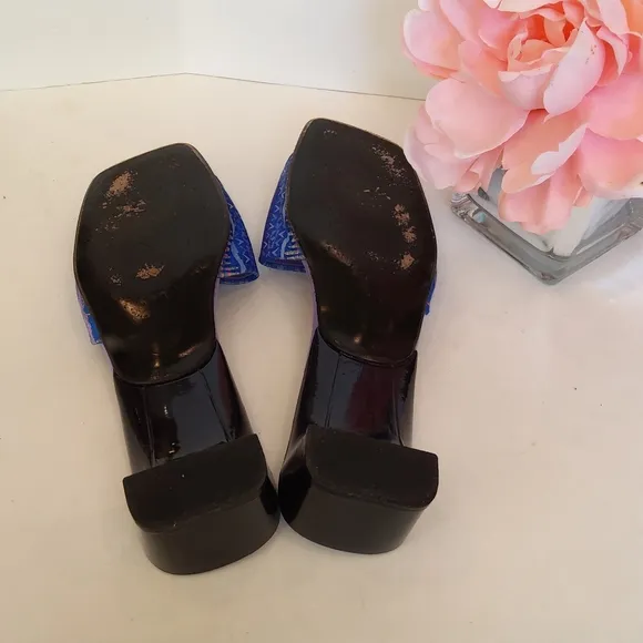 Stuart Weitzman blue satin sandals