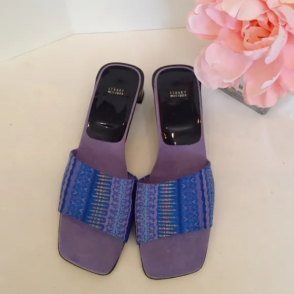 Stuart Weitzman blue satin sandals