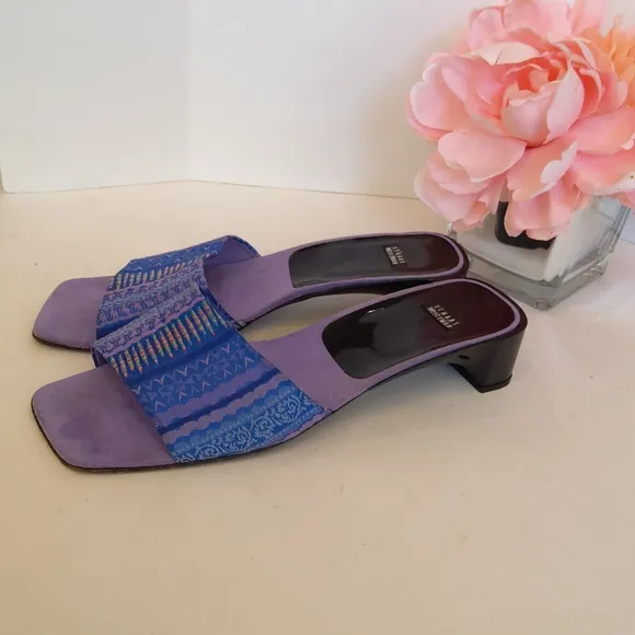 Stuart Weitzman blue satin sandals