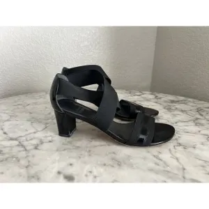Stuart Weitzman Midexter Strappy Slip On Heeled Sandals Size 6 M Black