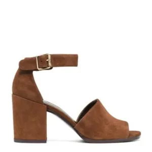Stuart Weitzman Soho Suede Ankle Strap Block Heel Sandals Brown Women's Size 9.5