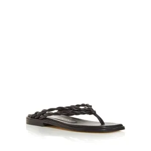 STUART WEITZMAN Womens Black Calypso Block Heel Slip On Leather Thong Sandals 7