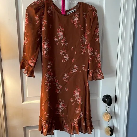STUNNING SWEET SEXY! Snatched waist Refornation brown floral Doutzen dress 6 💕