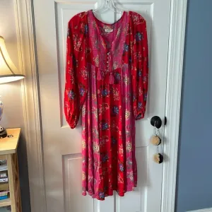 STUNNING SWEET SEXY SPELL 💋 beautiful Red, pink floral, Boho peasant dress S 💕