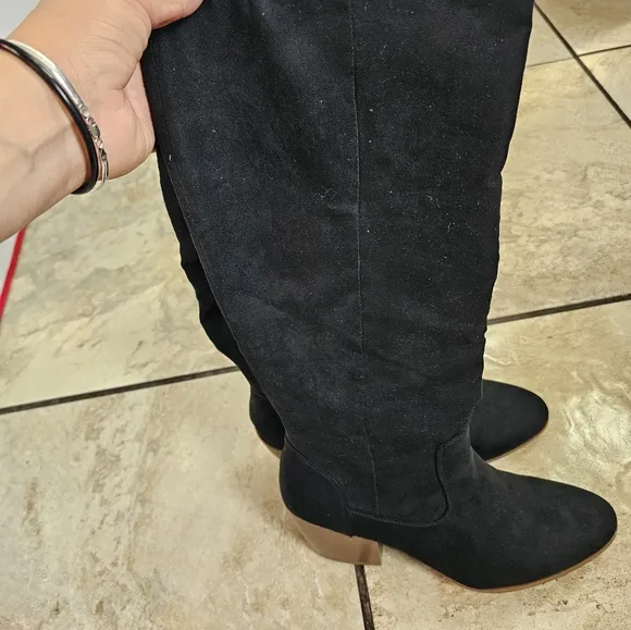 Style &amp; Co Warrda Block heel dress black tall boots sz 9M