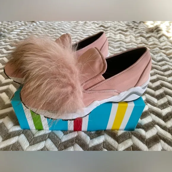Suecomma Bonnie SCB Sneakers Womens Ortholite Pink Fur Accent Shoes Sz 8…