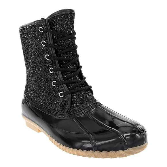Sugar Women's Skylar Glitter Duck Boots Black Size 8