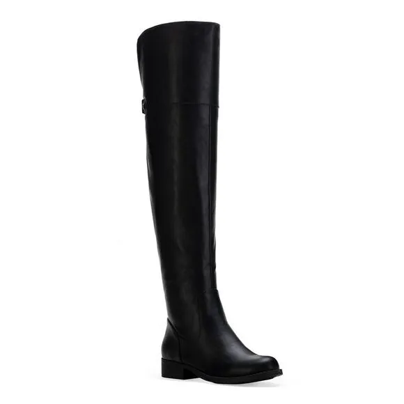 SUN STONE Womens Black Gore Stretch Allicce Round Toe Block Heel Boots 5.5 M