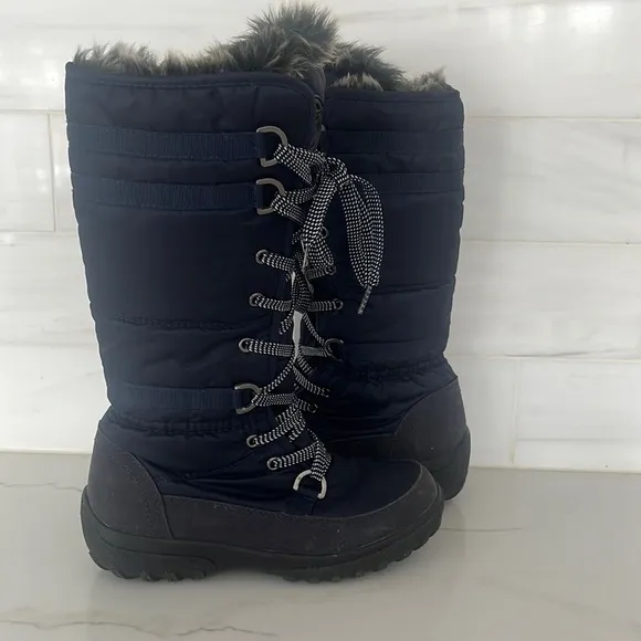 Superfit Canada Tall Waterproof Fleece Lined Navy Lace up Boots size 7