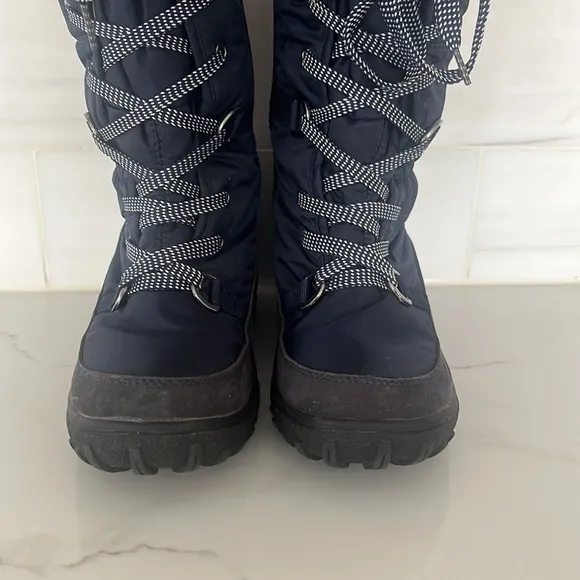 Superfit Canada Tall Waterproof Fleece Lined Navy Lace up Boots size 7