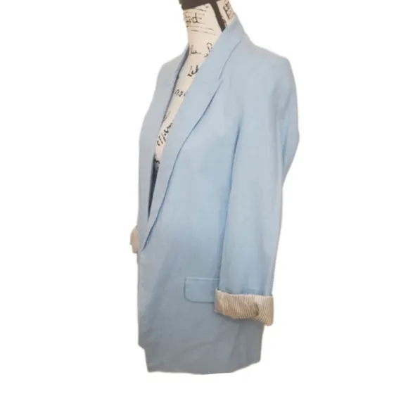 Tahari | Light Blue Linen Fully Lined Blazer - Size Small