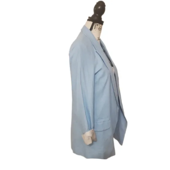 Tahari | Light Blue Linen Fully Lined Blazer - Size Small