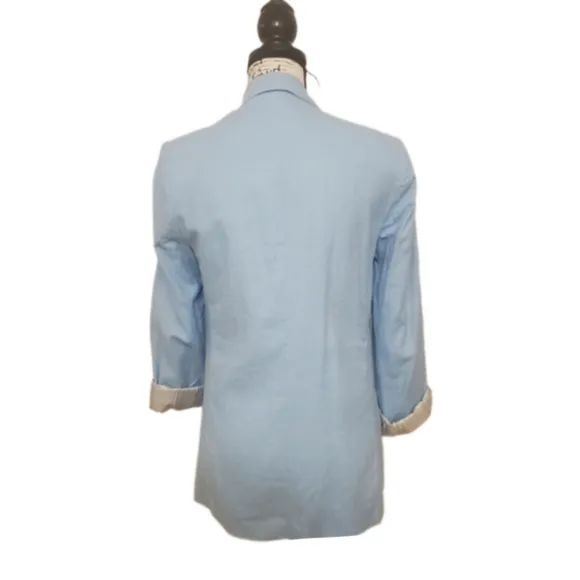 Tahari | Light Blue Linen Fully Lined Blazer - Size Small