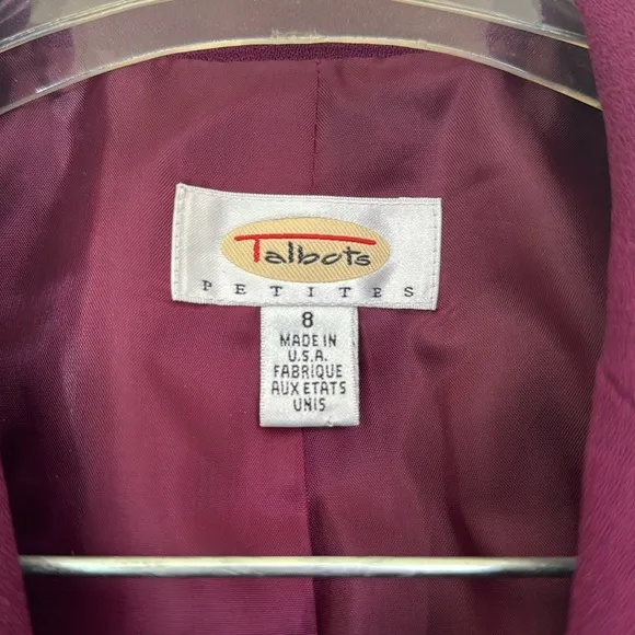 TALBOTS 100% Wool Dark Pink /Magenta Blazer Lightweight Size 8p