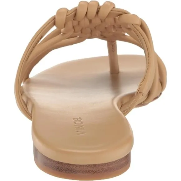 Tan Brown Camel Vince. Leather Strappy Thong Slides Sandals Slip-Ons (NWOT)