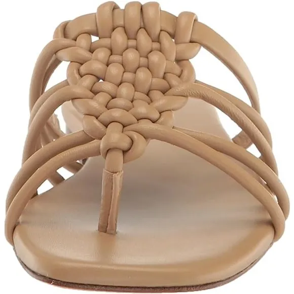 Tan Brown Camel Vince. Leather Strappy Thong Slides Sandals Slip-Ons (NWOT)