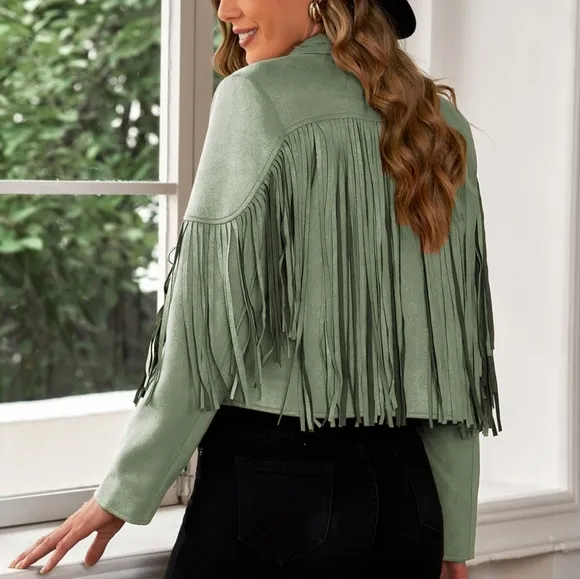 Tassel Tango Cropped Jacket - Sage