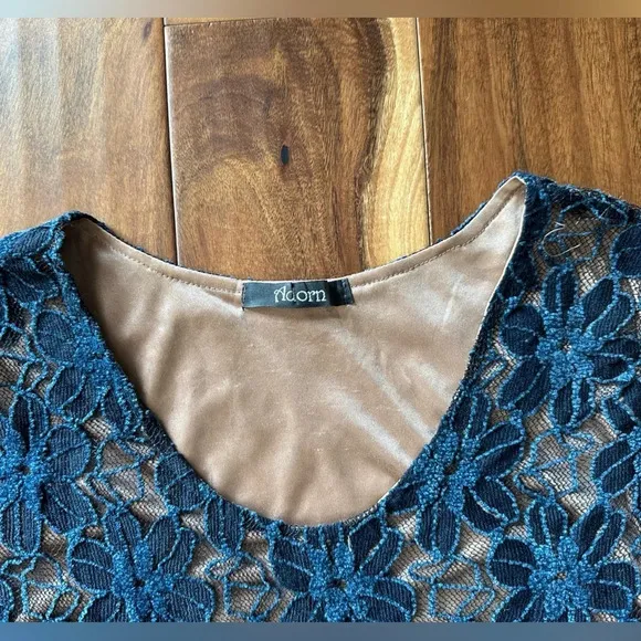 Teal Knit Lace Bohemian Mini Dress size Medium