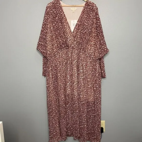 TED BAKER vallyy draped midi batwing sleeve dress size 12