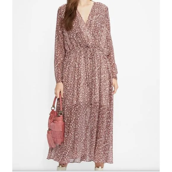 TED BAKER vallyy draped midi batwing sleeve dress size 12