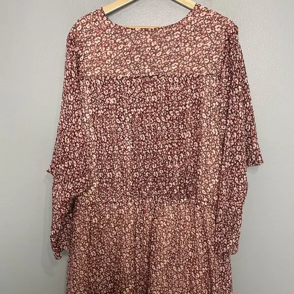 TED BAKER vallyy draped midi batwing sleeve dress size 12