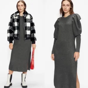 Ted Baker Vctoria Wool-Blend Extreme Sleeve Knit Dress