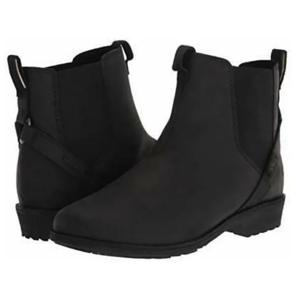Teva Ellory Black Pull On Waterproof Ankle Boots Size 7.5