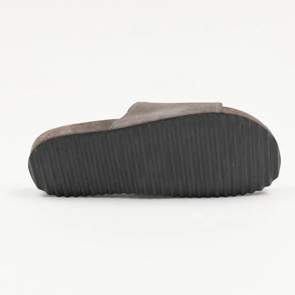 The Men's Store Men's Slip On Slide Sandals Gray Suide Size 8